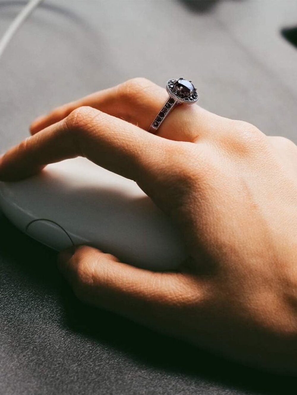 Vintage Wide Ring Classic Black Marcasite Crystal Rows Statement Silver Chunky R - Picture 4 of 6